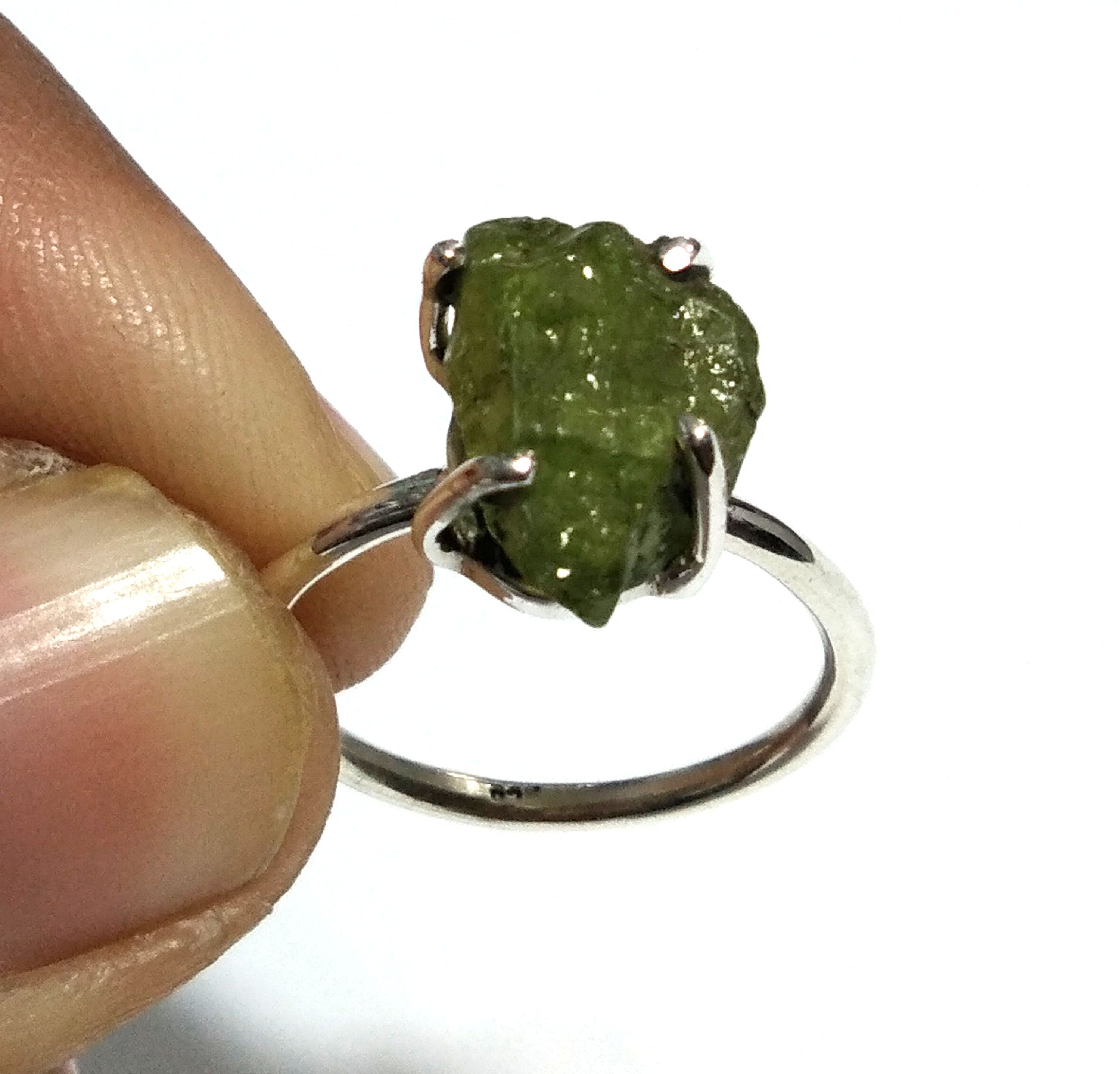 Natural Raw Peridot Rough Gemstone Ring, Solid 925 Sterling Silver Ring, Top Peridot Stone Size 12x8 mm Handmade Ring for Gift Wedding Ring
